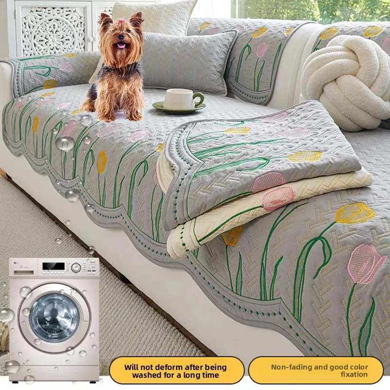 

1 шт., хлопковый чехол на сиденье дивана для гостиной, жаккардовый чехол с цветочным принтом, универсальное полотенце для дивана на четыре сезона, противоскользящий коврик для дивана, коврик для сиденья