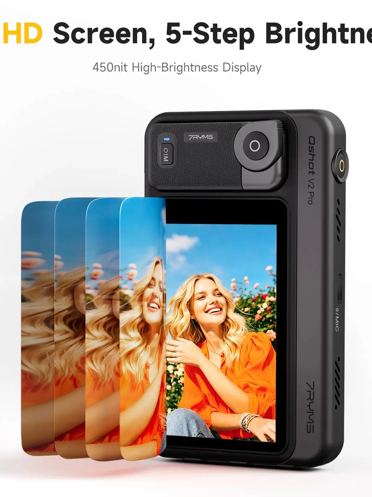 7RYMS Qshot V2 Pro Bezprzewodowy Magnetyczny Monitor Selfie z Głośnikiem, Pilotem, Wyjściem 4K/60fps do Smartfona, do Vlogowania i Streamowania — zdjęcie produktu 7