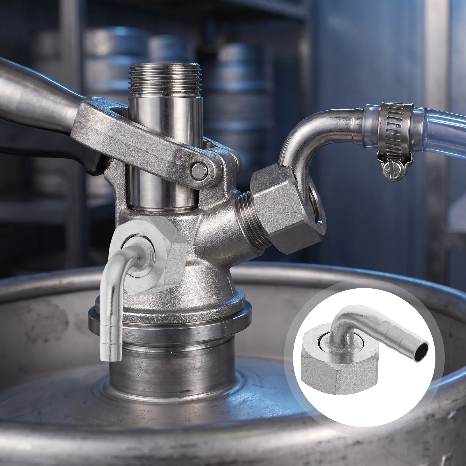 1Set Beer Keg Tap Elbow Connector Leak-Proof Draft Beer Line Fitting Hex Nut Seal O-Ring Homebrew Dispenser Commercial Bar