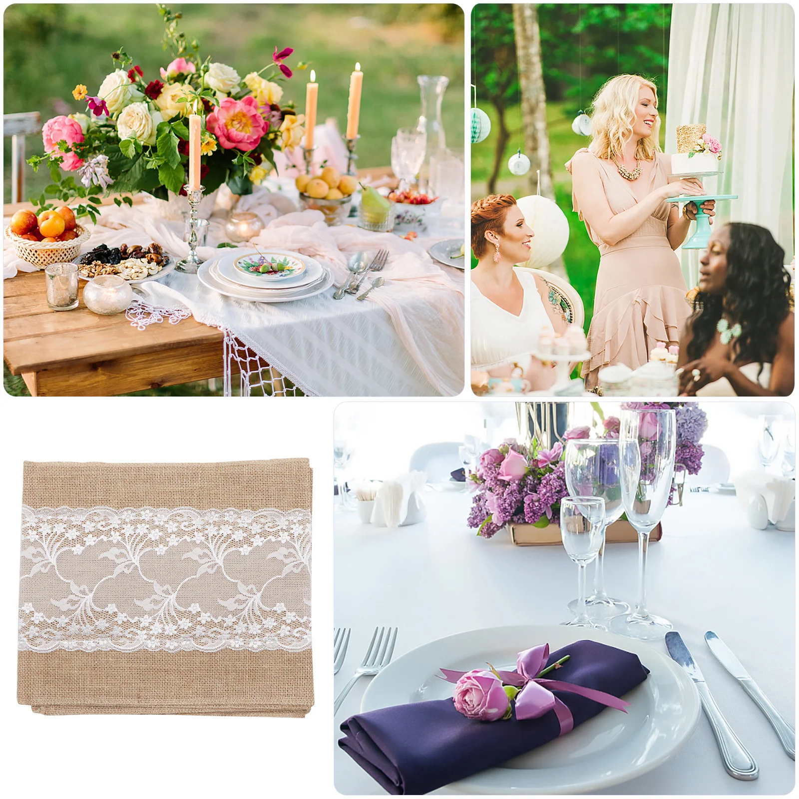 

Eco Friendly Table Runner Hand Woven Jute Material Rustic Style Tablecloth Decor for Beach Wedding Bohemian Event