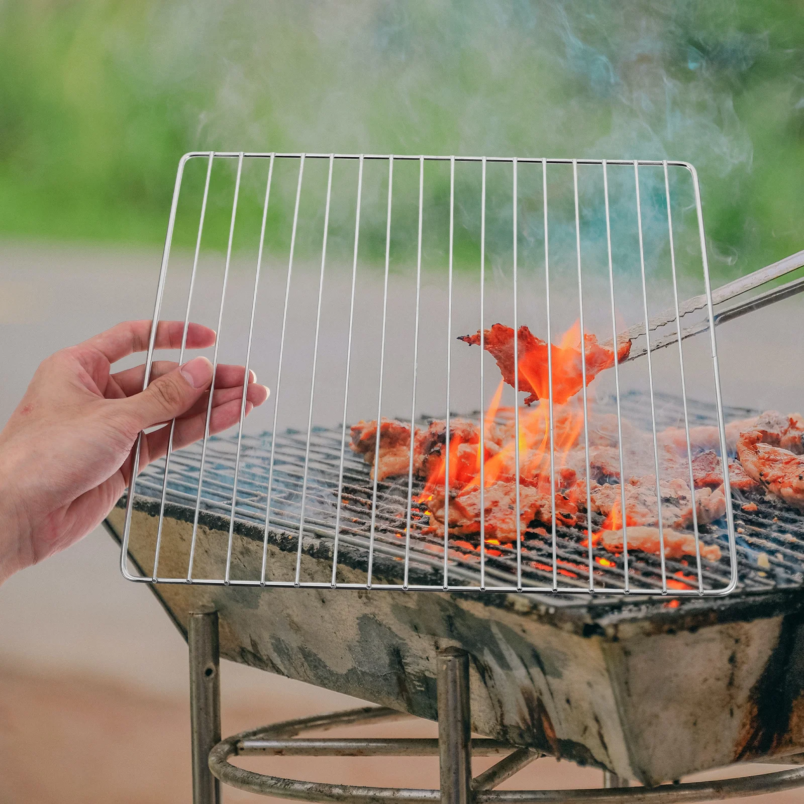 

Heavy Duty Stainless Steel Barbecue Wire Mesh Grill Cooking Grid Baking Net Fish Roasting Grids Outdoor Camping Charcoal Grill