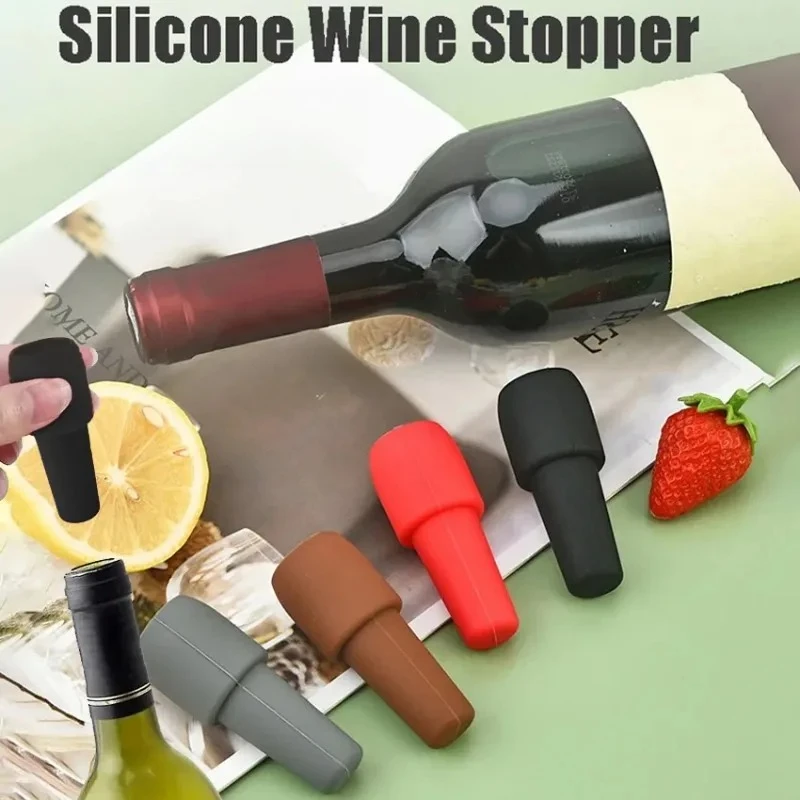 Silicone Wine Stoppers Beverage Bottle Sealer Reusable Sparkling Wine Bottle Stopper Keeping Wine Champagne Fresh Kitchen Tools