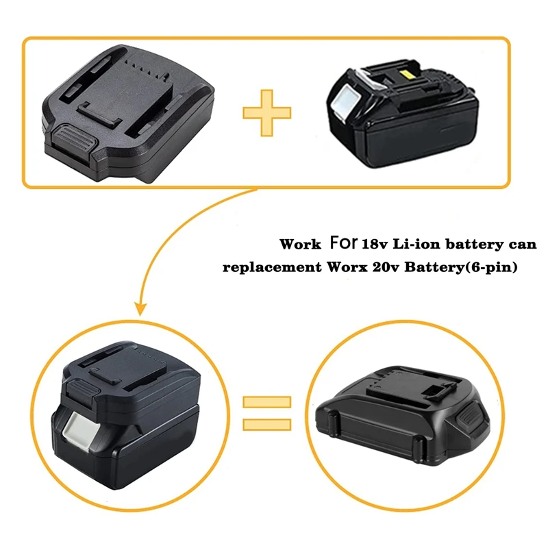 for Makita 18V BL Series Battery Conversion for WORX 20V 6PIN Lithium Battery Tool Converter Battery Adapter