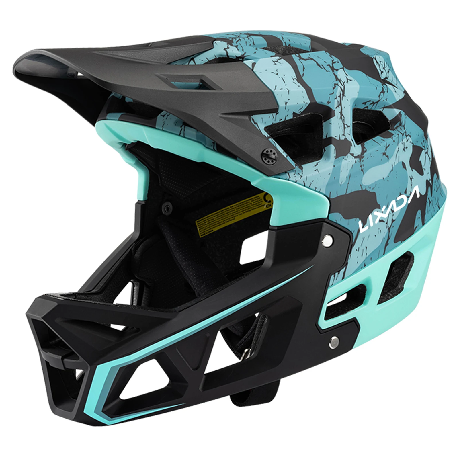 NONE Vollgesichts-Mountainbike-Helm Adult Racing Downhill-MTB-Helm für Männer/Frauen Mountainbike-Helm für Erwachsene mit Visier über 31 Entlüftung 6