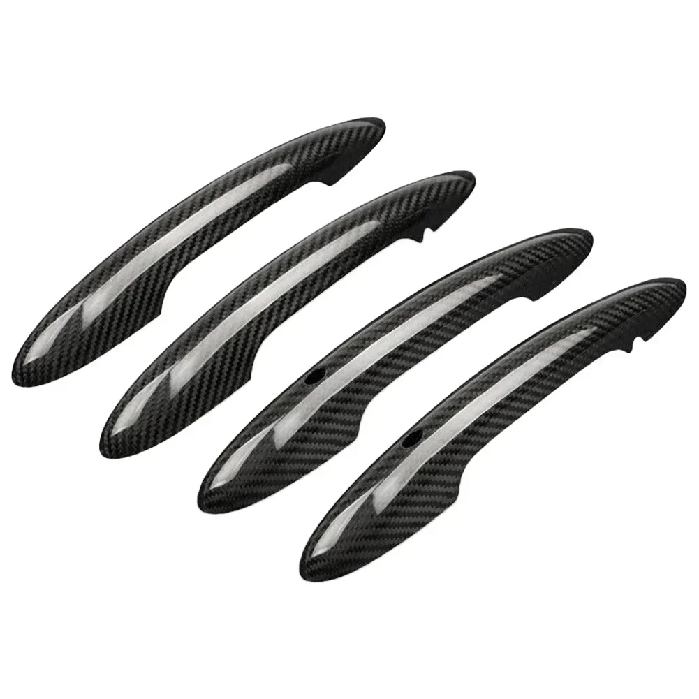 4pcs Carbon Fiber Car Door Handle Cover Trim For MINI For Cooper For F54 Clubman 16-24 For F55 4 Doors 15-24 For F60 Countryman