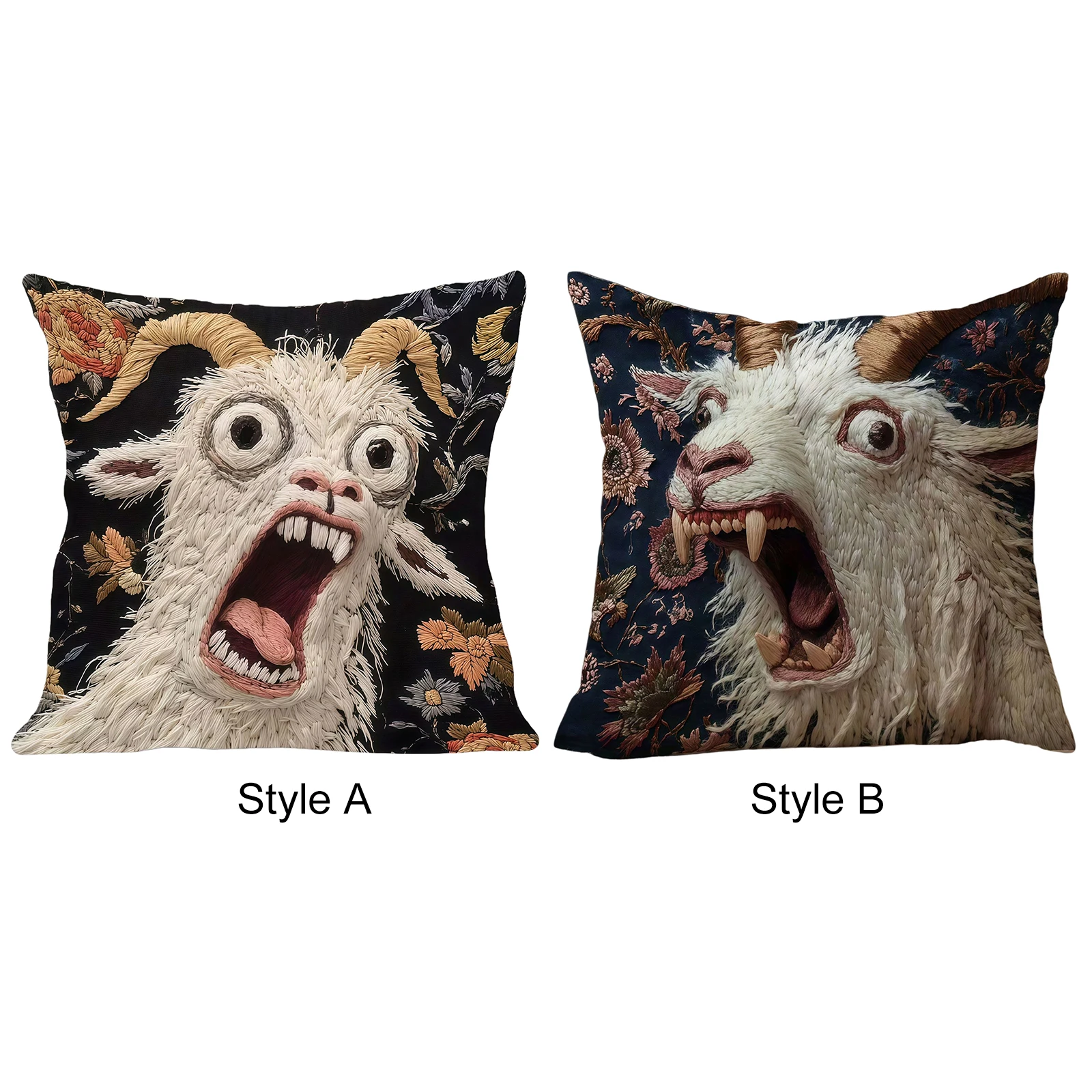 Screaming Goat Pillow Cover 18x18 Inch Hilarious Animal Graphic Soft Pillow Case Cushion Cover for Sofa Couch