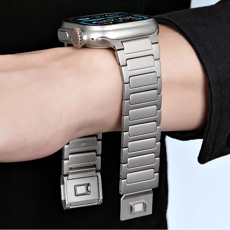 Luxury Business Titanium Strap For Apple Watch Band Series 10 46mm Magnetic Link Bracelet For iWatch Ultra 2 49mm 45mm 44mm 42mm