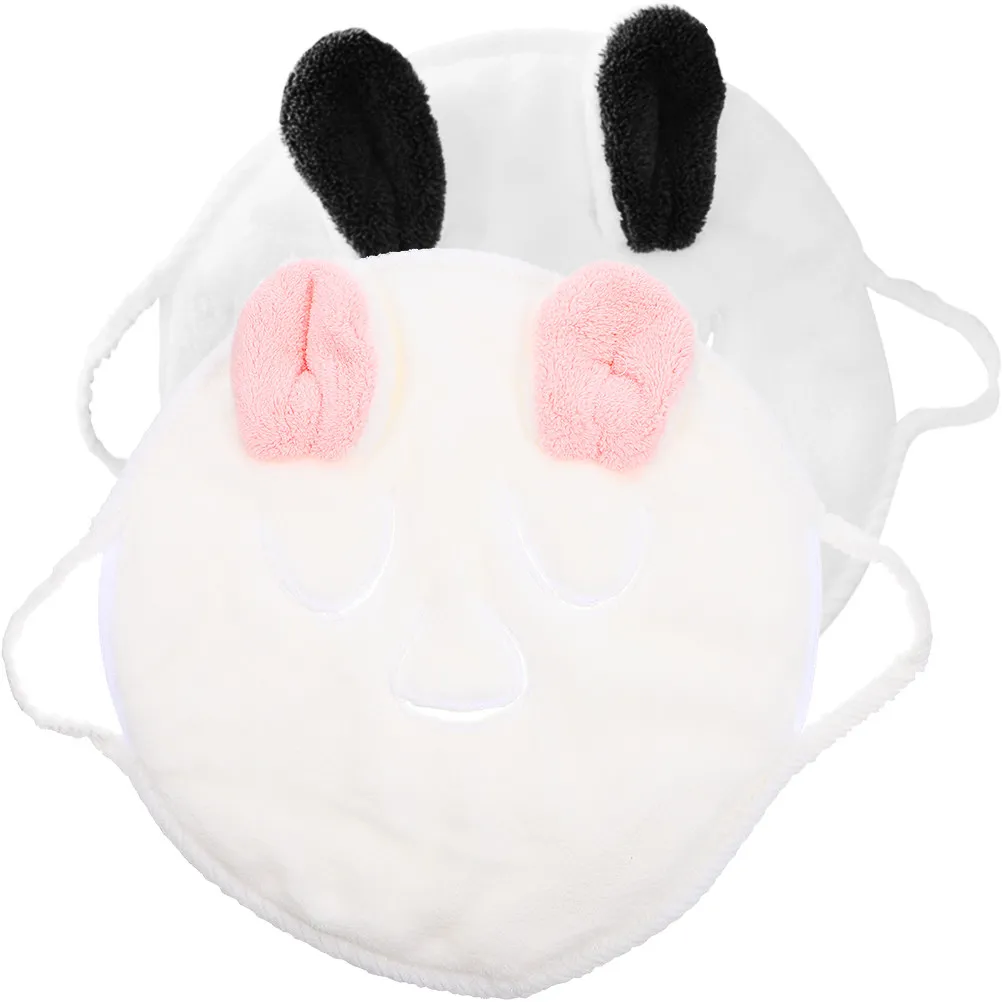 2Pcs Coral Fleece Facial Towel Masks Soft Thick Moisturizing Steam Facial Mask Towel Hot Compress Skin Nutrient Absorption