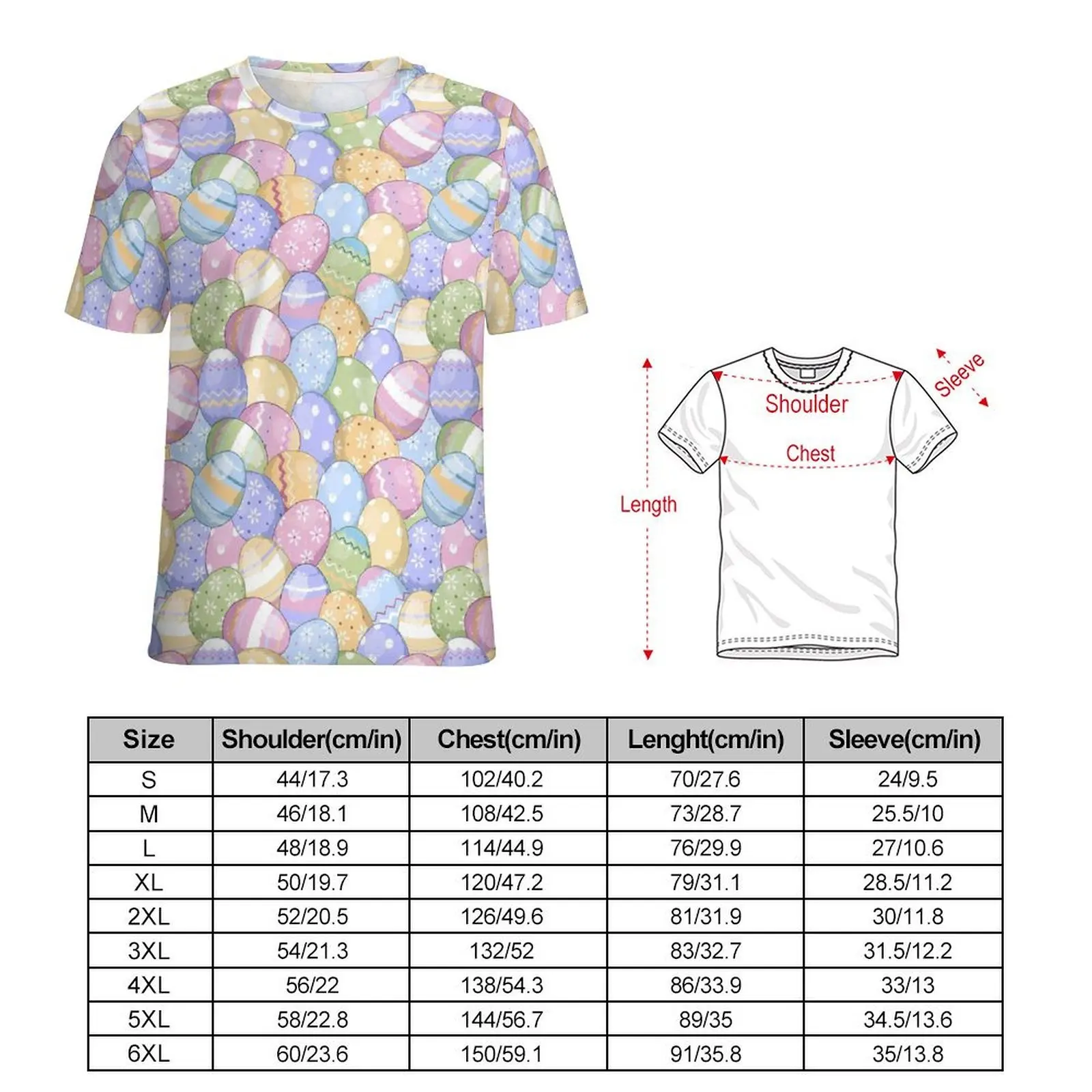 Oversize T Shirt Premium Easter Day Print T-Shirts Colorful Eggs Casual O Neck Tshirt Male Harajuku Custom Top Tees