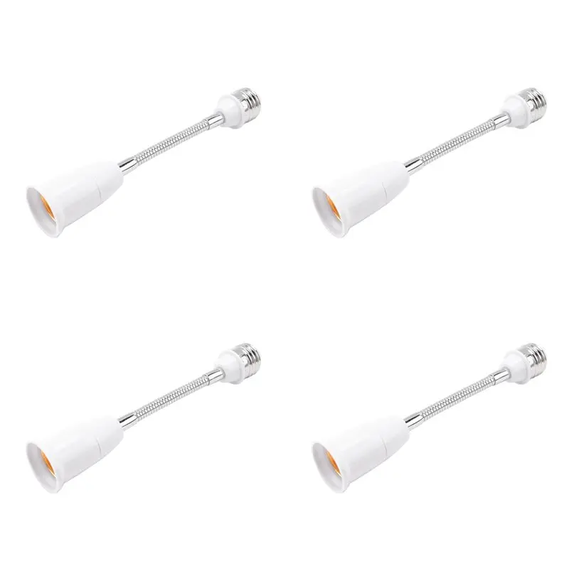 AFOURT-4Pcs 19Cm Long Flexible Goose Neck E27 To E27 LED Light Bulb Extension Adapter
