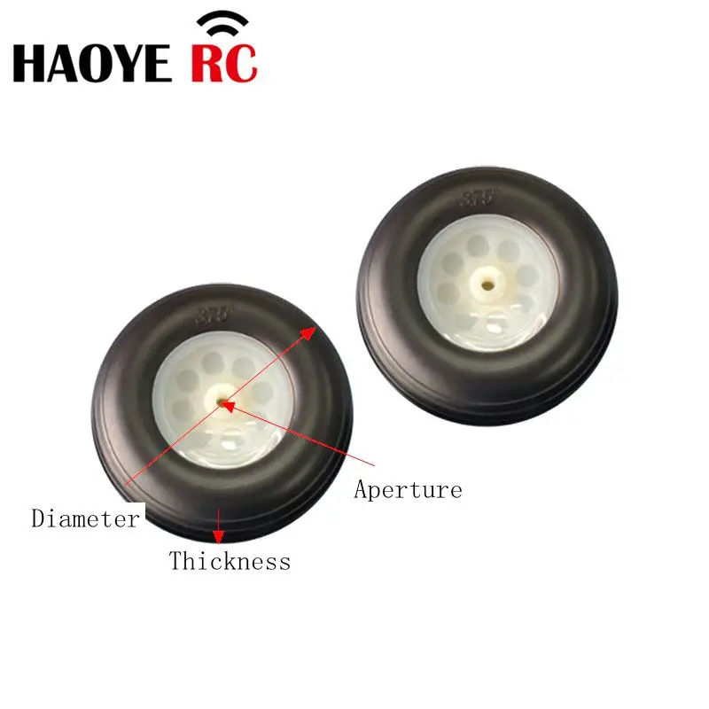 Haoye 2 Pcs/Lot 1-4inch High Quality PU Wheel With Plastic Hub Tail Wheel Tires For RC Airplane Replacement Toys DIY Accessory