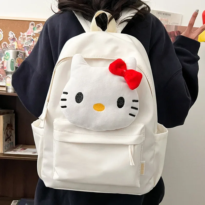 Sanrio Hello Kitty cute and sweet student schoolbag cartoon doll simple and fashionable shopping trip large capacity backpack