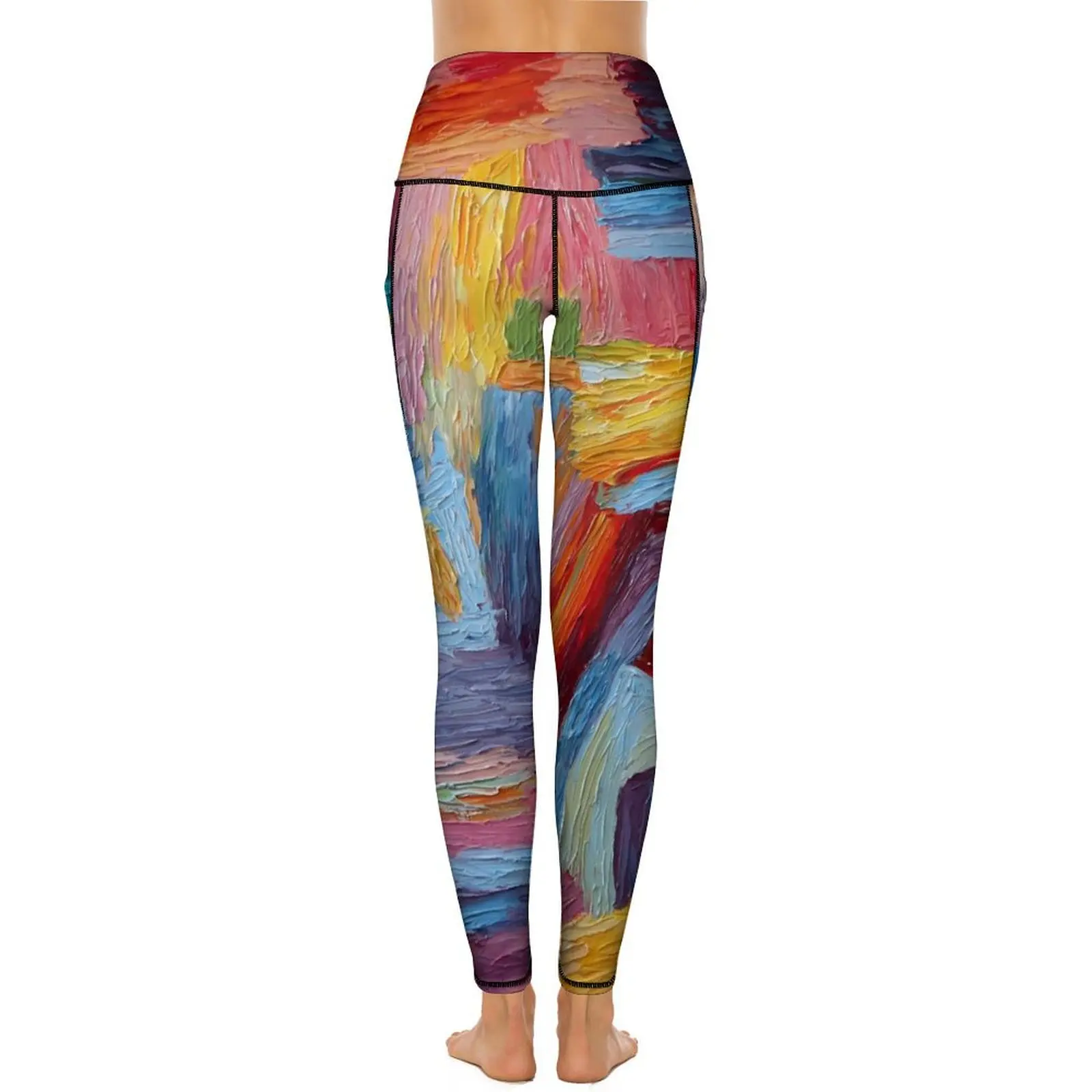 Leggings Push-Up Sexy à Imprimé Coloré avec Poches, Pantalon de Yoga, Doux, Graphique