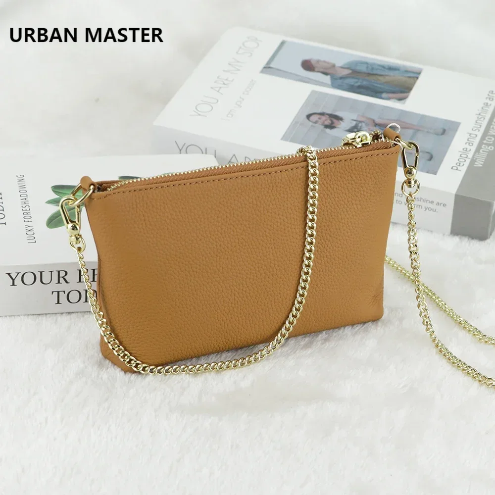 URBAN MASTER Chain Crossbody Bags for Women Genuine Leather Fashion Simple Clutch Purse 2166