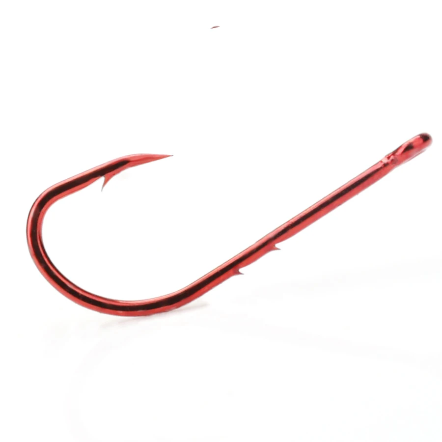 FTK amo da pesca in acciaio ad alto tenore di carbonio Double Barb Red 1/0 #-4/0 #50pcs 1 #-10 #100pcs amo da pesca Baitholder Hook pesca alla carpa