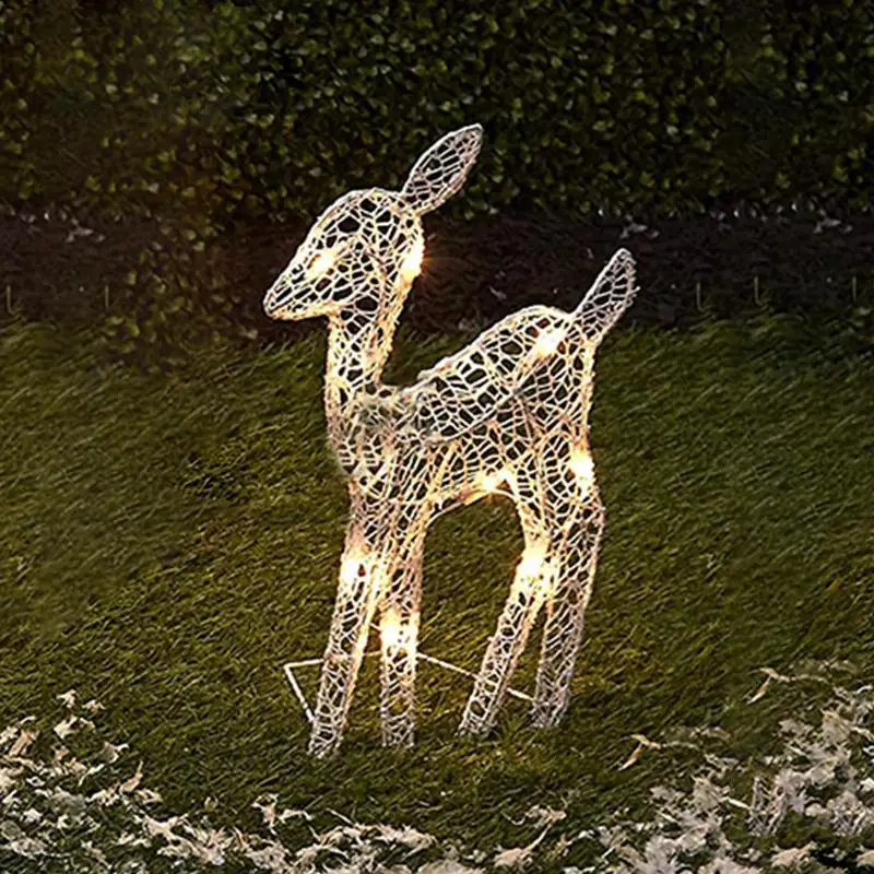 Lighted Christmas Reindeer LED Light Up Decoration Garden Outdoor Standing Elk Ornament Yard Lawn Glowing Party Favors