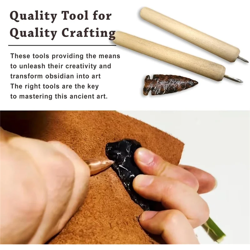 

【Flash-Deal!】Knapping Tools Kit For Obsidian Crafting Napping Tools For Both Pros,1 Pressure Flaker,3 Copper Boppers,1 Tool Bag