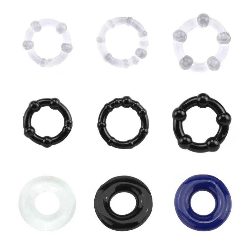 Silicone Penis Ring Set Men's Erotic Massage Delay Long Lasting Erection Enhancer 3 Pieces