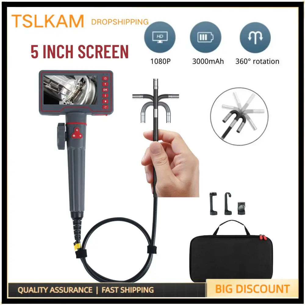 

6mm 1080P 5 Inch Screen 360° Steering Industrial Endoscope Articulating Borescope for Car Sewer Inspection