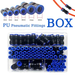 23/60Pcs/Box PU Kit Pneumatic Quick Coupling 4/6/8/10/12/14mm PU Straight Through Air Tubing High Pressure Quick Plug 4 6 8 10mm
