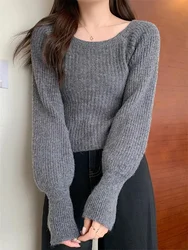 Women's Sweater 2025 New Fashion Autumn Winter Soft Long Puff Sleeve Long Sleeve Korean Pullover Women Knitwear