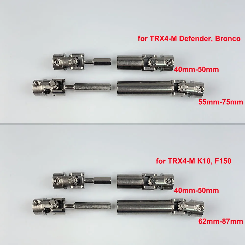 YEAHRUN Stainless Steel Center Drive Shafts D-Shaped for 1/18 RC Crawler TRX4M Bronco Defender, K10 F150 Upgrade Parts