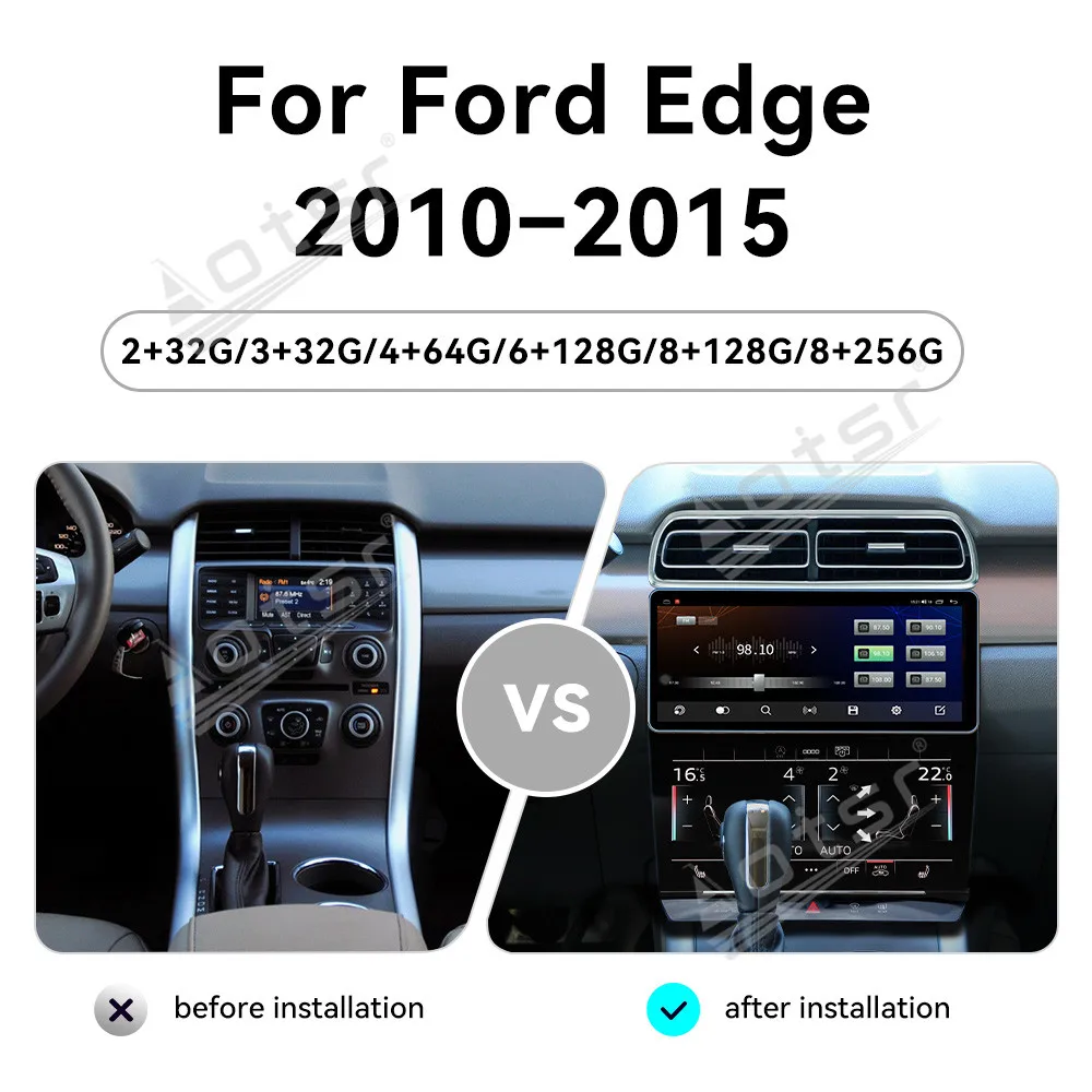 Multimedia Player GPS Navi For Ford Edge 2010-2015 CarPlay Android Auto Upgrade QLED Touch Screen Car Radio AC Panel Heat Unit