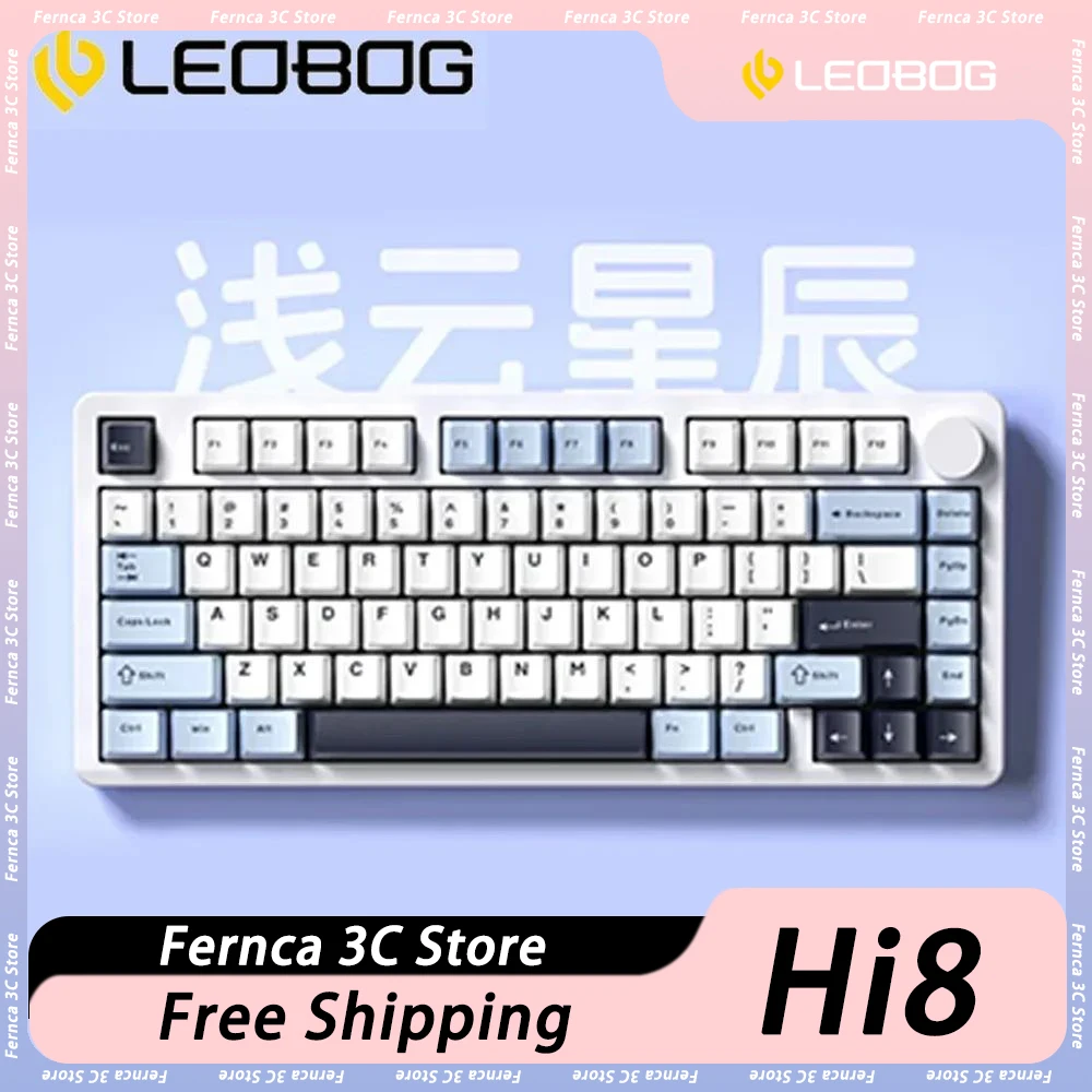 LEOBOG Hi8 Mechanical Keyboard Aluminum Alloy Three Mode Multifunctional Knob 8000mAh Gaming Keyboard Hot Swap Pc Gamer Office