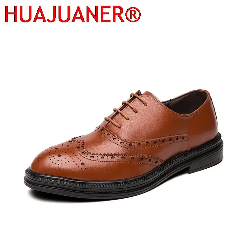 Mens Casual Shoes Leather Brogue Shoes Men Fashion Business Office Shoes Classic Oxford Shoes For Men Spring Autumn Black Shoes