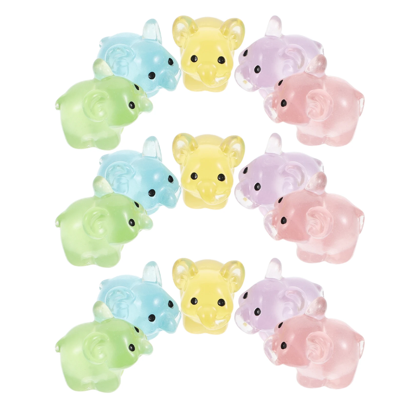 

15pcs Glow In The Dark Mini Resin Elephant Realistic Tiny Animal Ornament For Micro Landscape Miniature Fairy Garden Accessories
