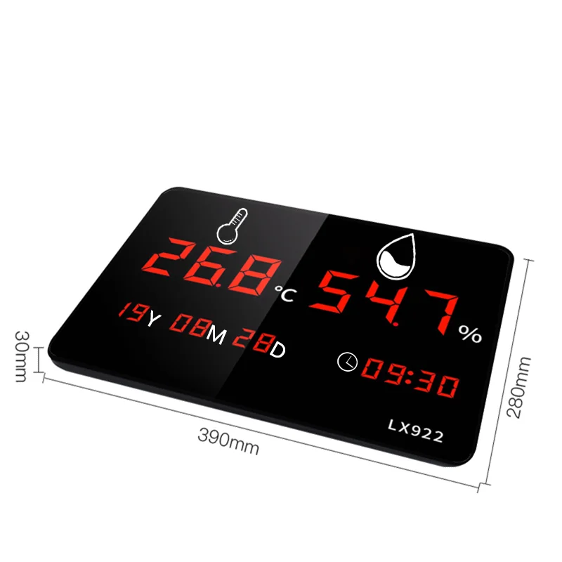 922 detector high-precision LED digital display perpetual calendar wall-mounted household hygrometer humiture idea