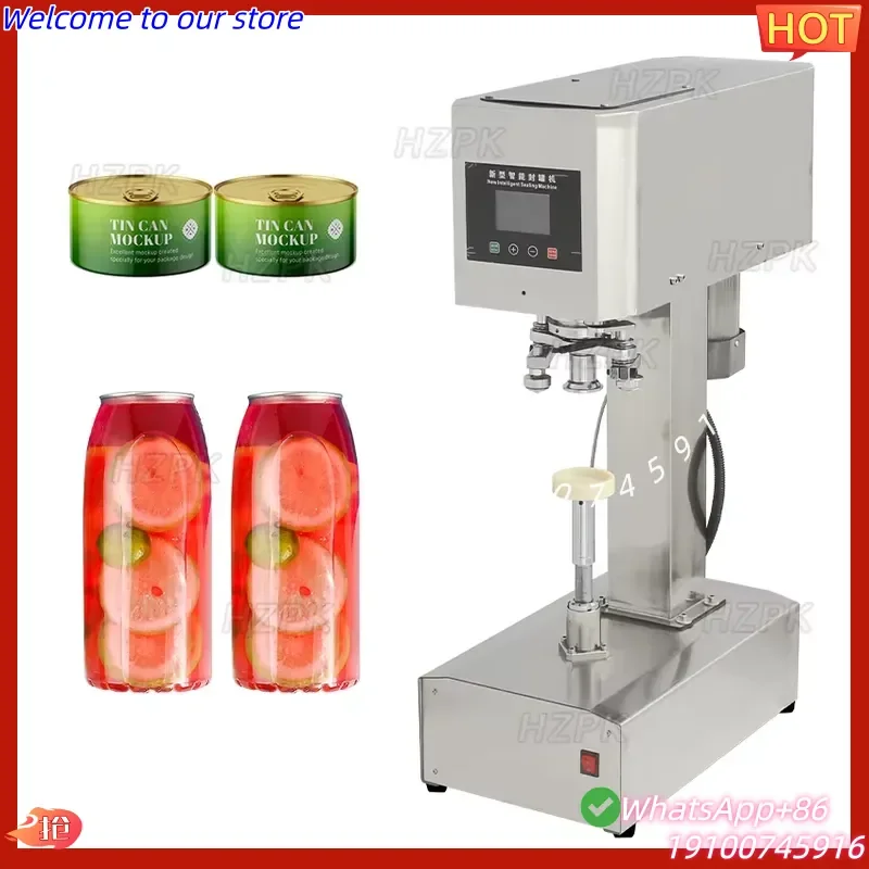 2026 HZPK Semi Automatic Cover Pot Metal Bubble Tin Plastic Pop Aluminum Can Seamer Sealing Machine