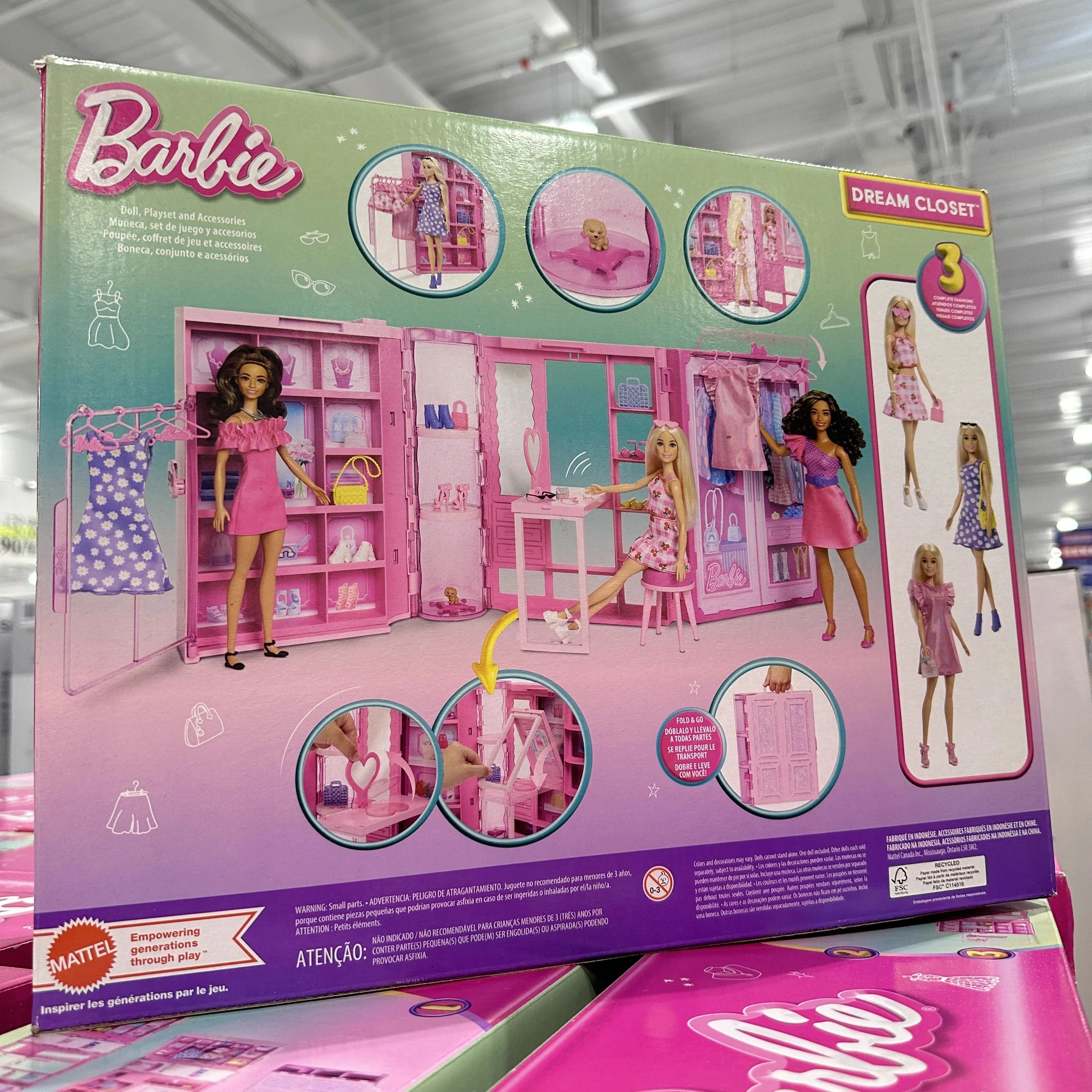 Barbie boneca sonho armário elegante vestir-se playset para meninas versátil acessórios de roupas meninas brinquedo ideal presente de aniversário