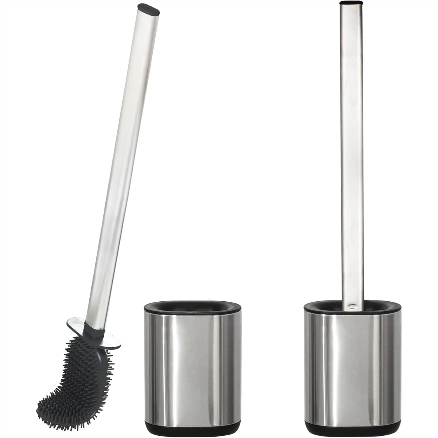

Silicone Toilet Brush and Holder Set, Stainless Steel Cleaning Brush with Flexible Head for RV Bathroom, 2 Pack