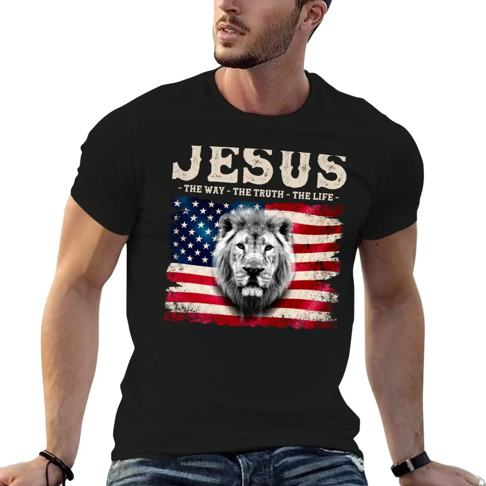 Jesus Lion of Judah - The Way The Truth The Life T-Shirt graphics vintage clothes sweat Blouse fitted t shirts for men