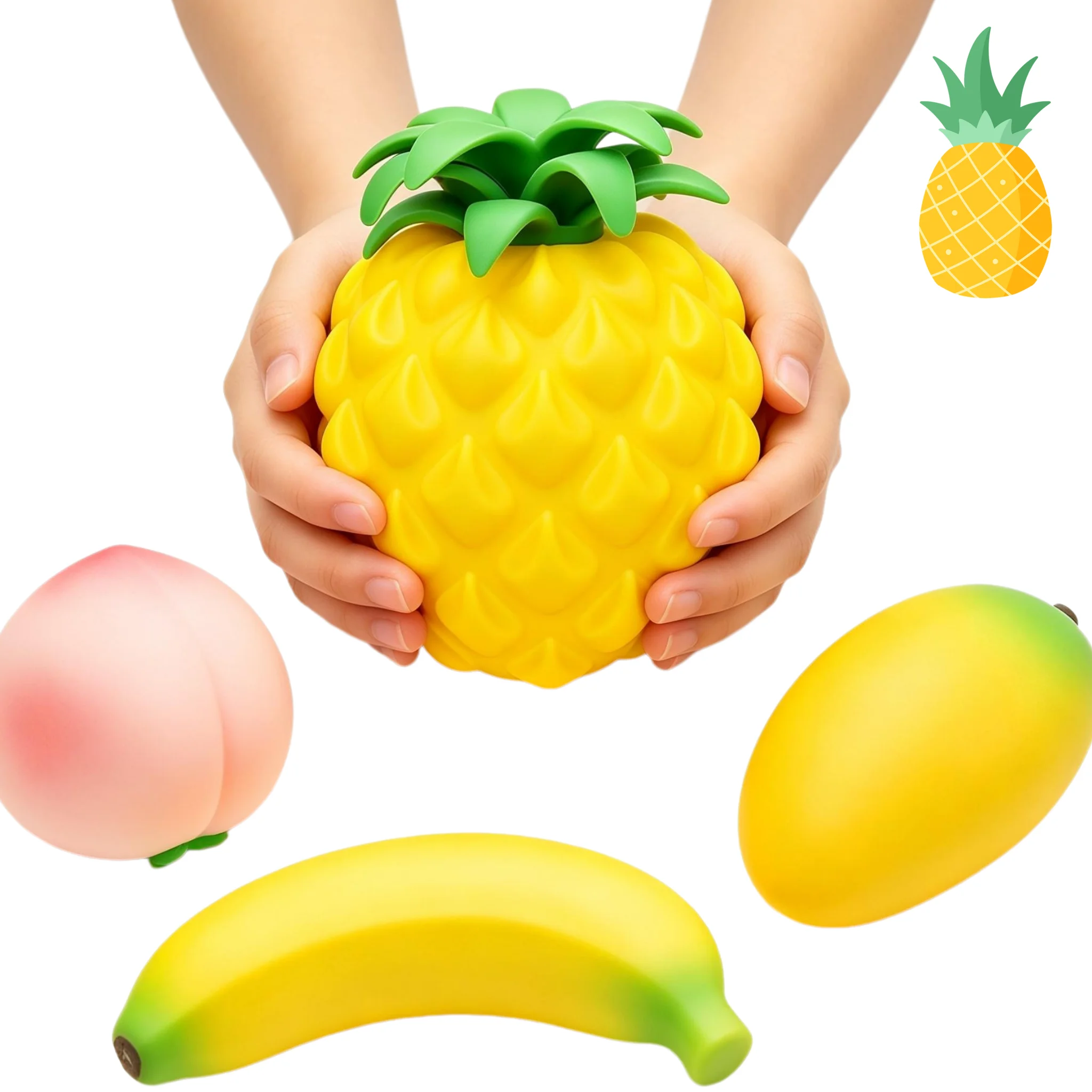 Jumbo Pineapple  Squishy Toys Realistic Fruit Squeeze Toys Soft Stress Relief Sensory Fidget Gifts for Kids Adults