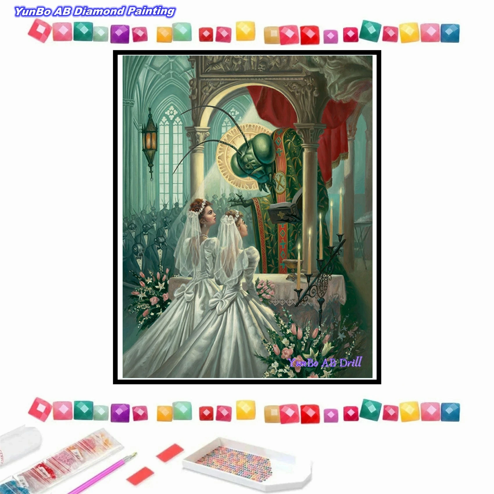 

Mark Ryden Creepy Wedding DIY AB Drills Diamond Painting Cartoon Girl Weird Animal Art Cross Stitch Embroidery Craft Home Decor