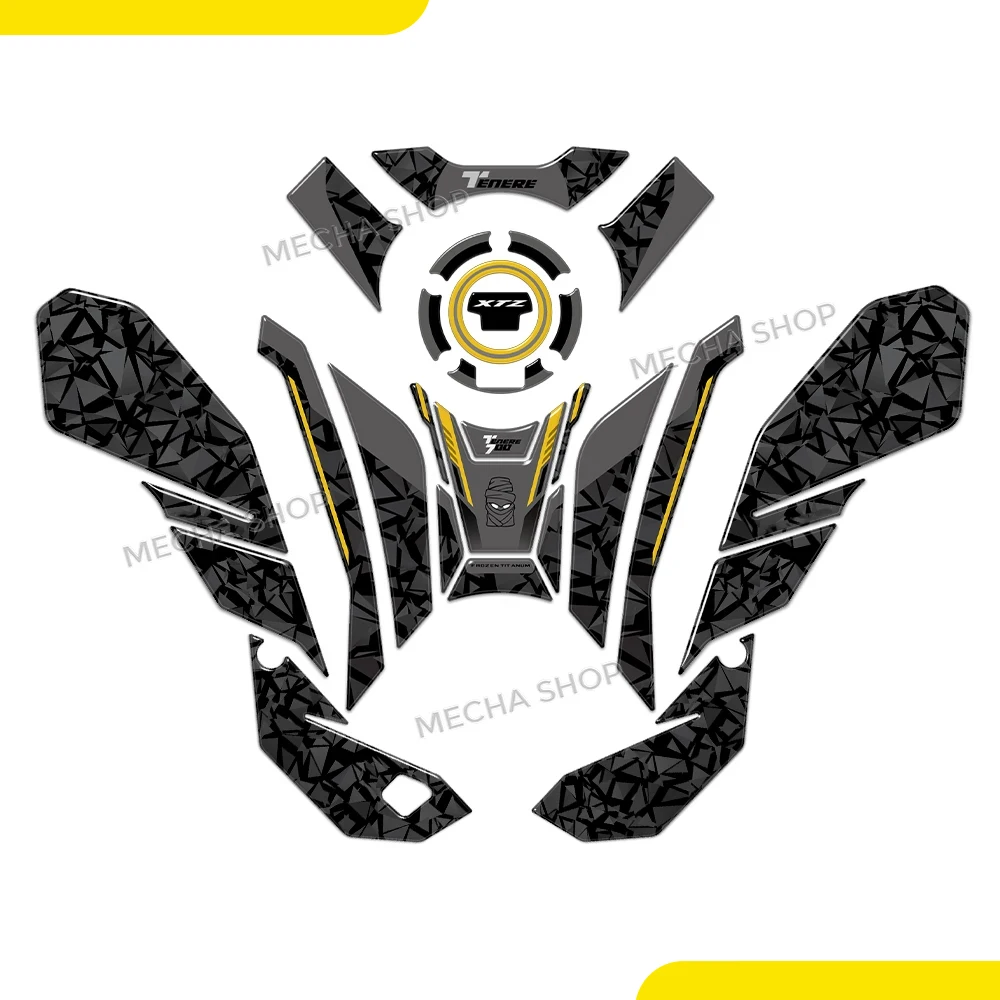 For Tenere 700 T700 XTZ 700 2025 Motorcycle Waterproof Anti-skid 3D Stickers Fuel Tank Pad Epoxy Sticker Protection