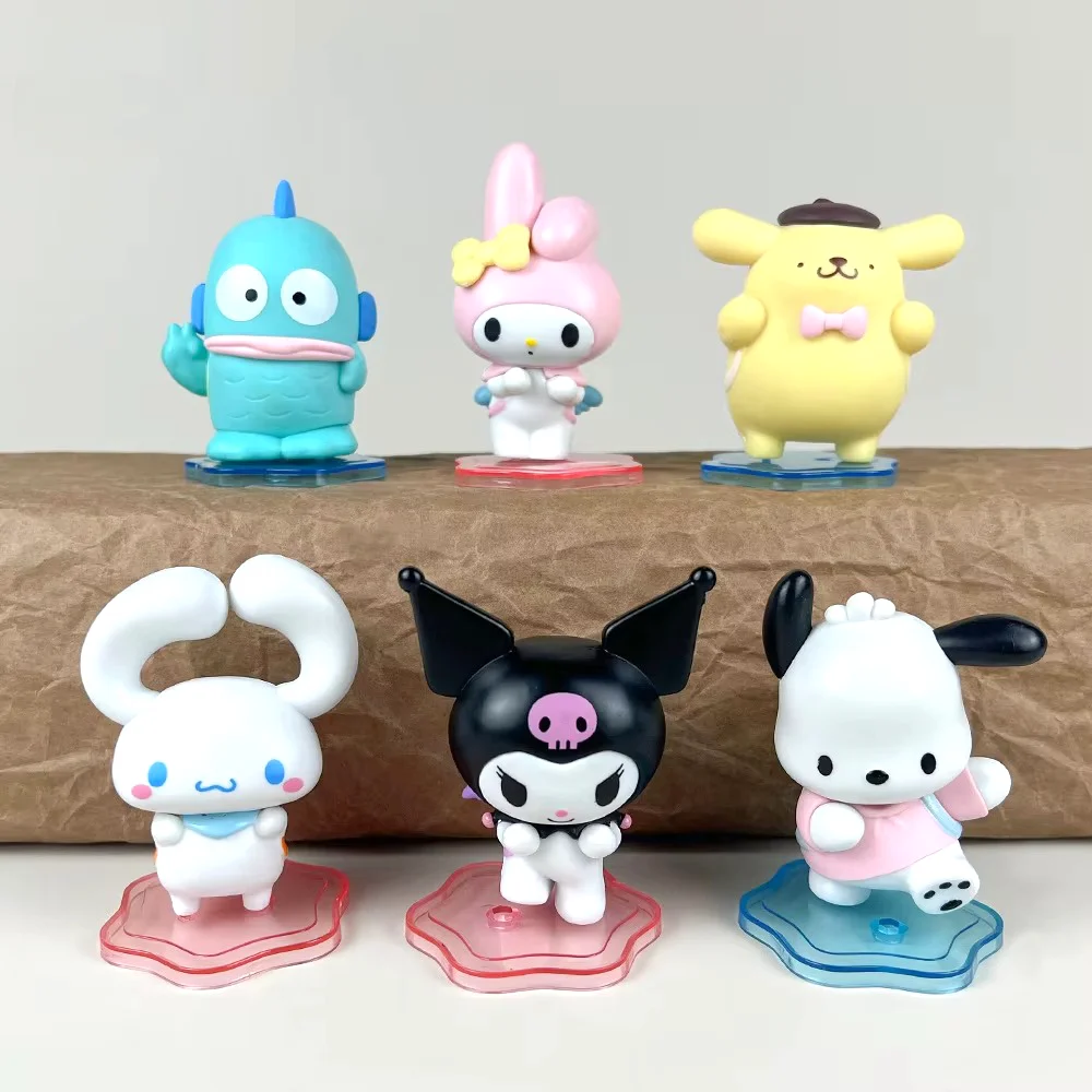 Sanrio Pudding Dog Melody Pacha dog Figurine Animated Pom Purin Beauty Back to Back Friends Series Surprise Action Figurie Toy