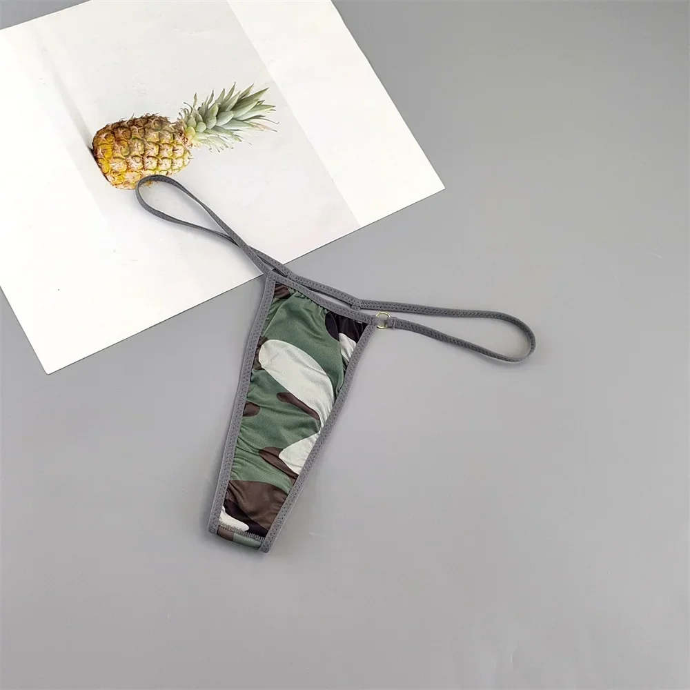 3 قطعة/الحزمة غير مرئية ثونغ المرأة رقيقة النايلون مثير مطبوعة التمويه ليوبارد الفتيات جميل g-سلسلة ملابس داخلية صغيرة M/L