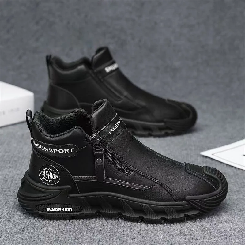 High-top Men's Shoes Mens Casual Labor Shoes Fashion Zipper Versatile Men Outdoor Climbing Shoes Sneakers  Zapatos Para Hombre