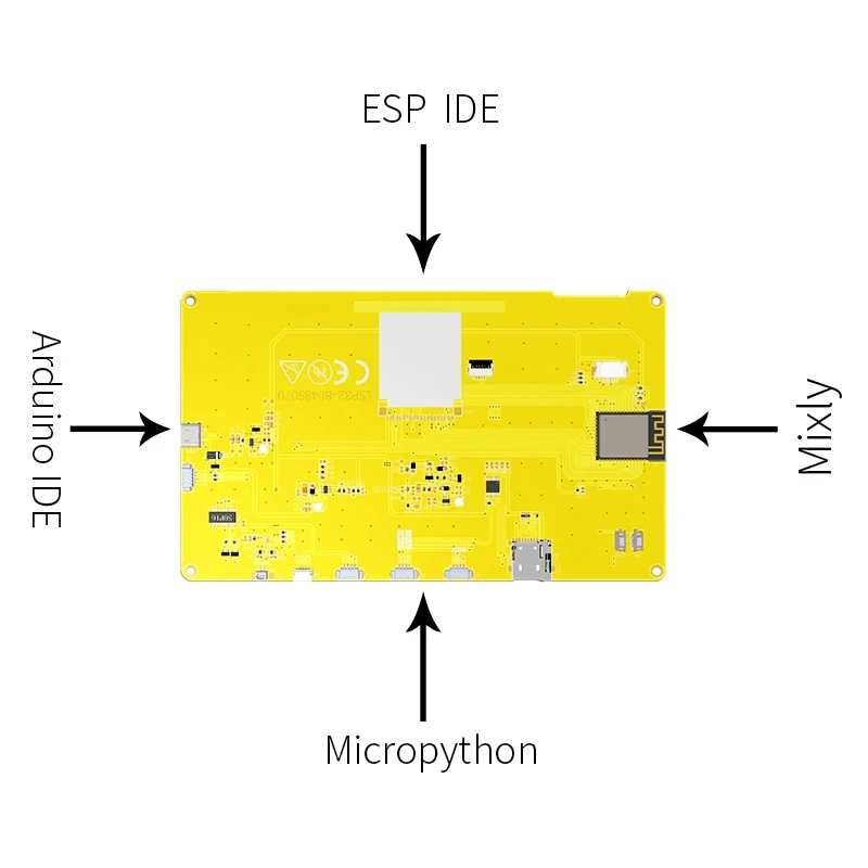 Pantalla táctil para Arduino LVGL, pantalla táctil de 7 pulgadas, RGB, LCD, TFT, WIFI, módulo Bluetooth, soporte TF, tipo C, 16MB, Flash800 x 480, ESP32S3, n16r8