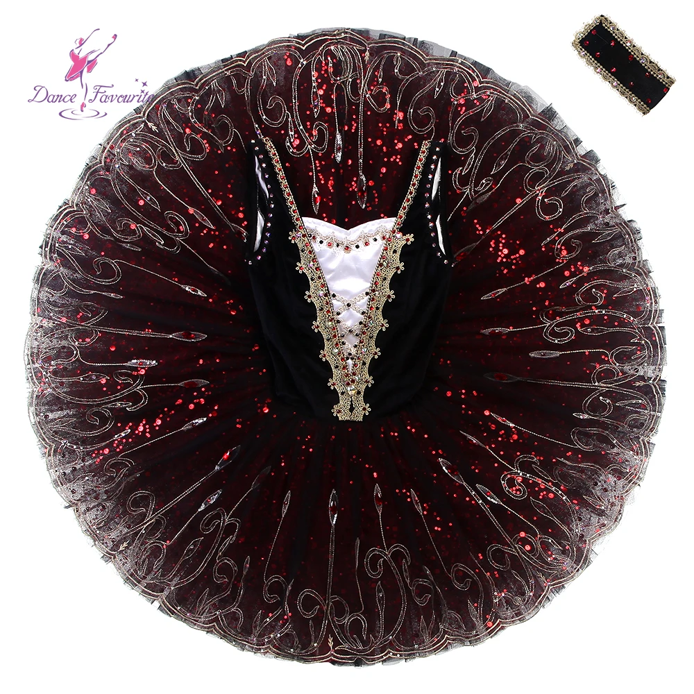 

B25607 Профессиональная балетная пачка YAGP для соревнований для вариации Эсмеральды, балетные пачки черного и красного цвета