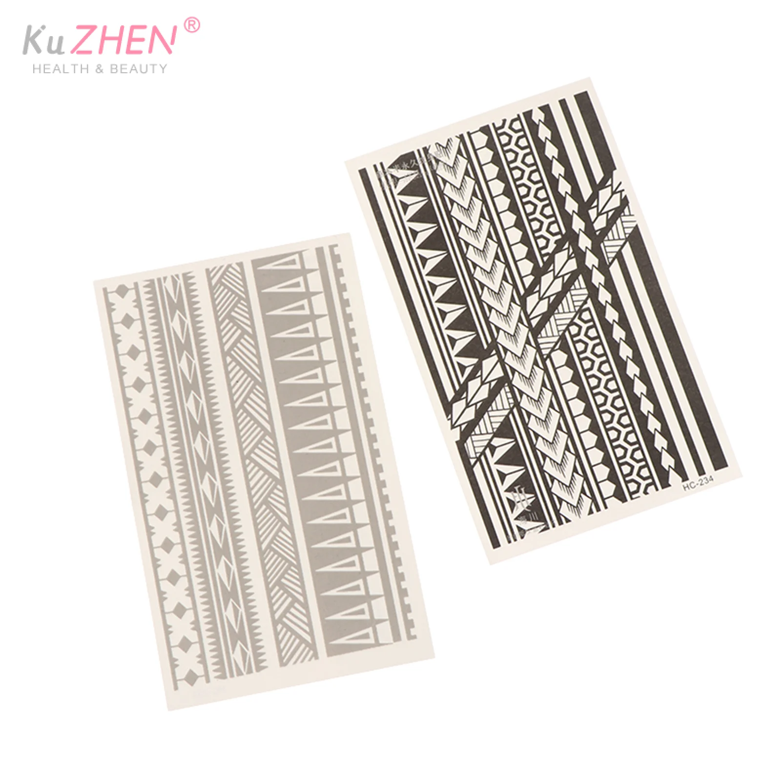 1 قطعة سوار نمط هندسي مقاوم للماء الذراع الفرقة الوشم المؤقت ، دائم 1-2 أسابيع ، الوشم وهمية واقعية شبه دائمة #5