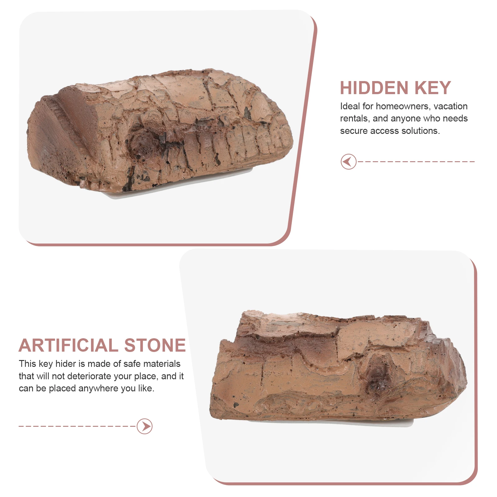 

Stone Hider Resin Fake Key Holder Outdoor Weatherproof Garden Storage Box Yard Front Door Hidden Key Container Durable