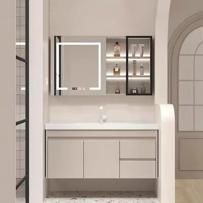 Mirrors Multipurpose Cabinet Bathroom Column Storage Salon Station Furniture Double Washbasin Drawer Towel Medicine Sink Base Wc