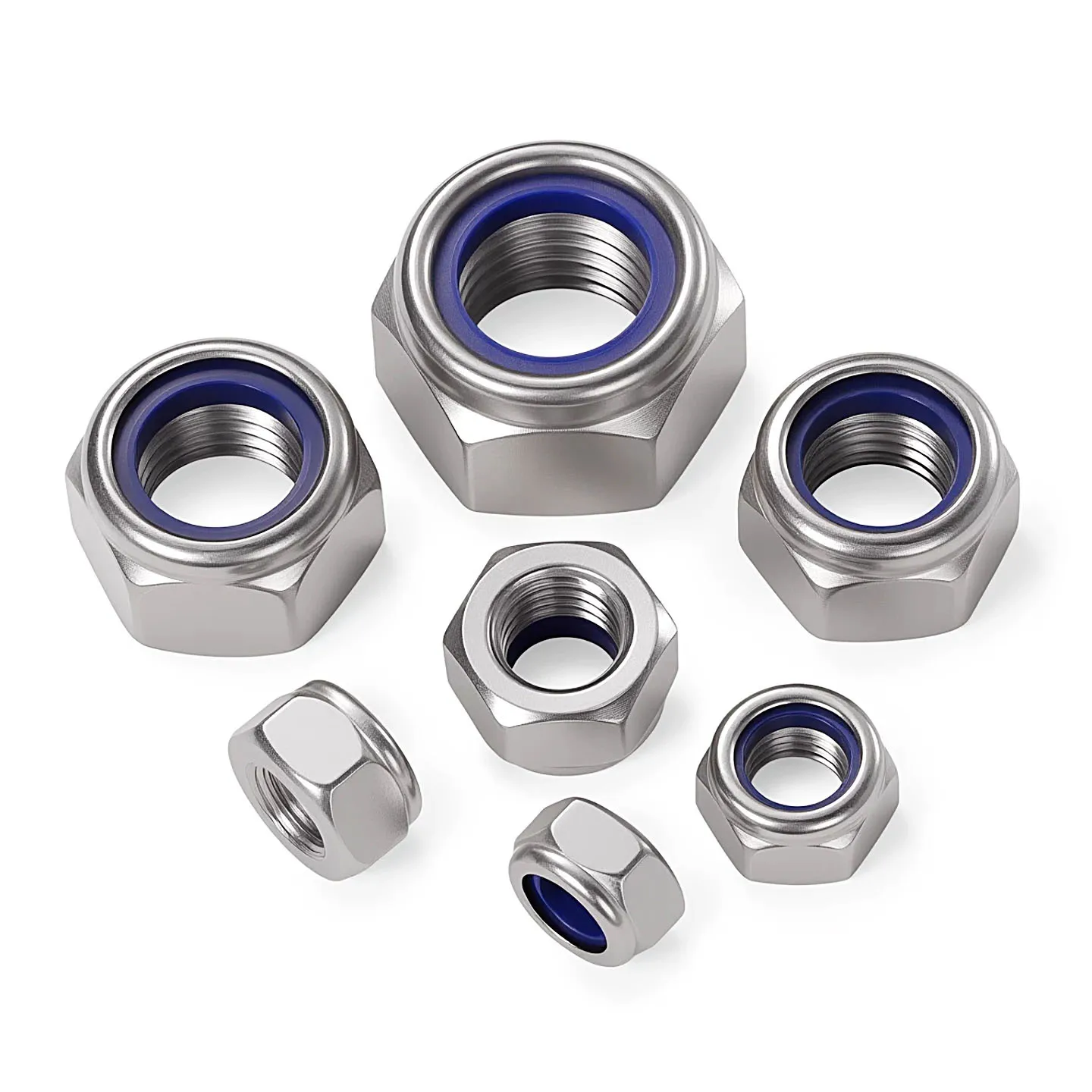 M2 M2.5 M3 M4 M5 M6 M7 M8 M10 M12 M14 M16 M20 M22 M24 304/316 Stainless Steel Hexagon Anti-Slip Automatic Lock Nut