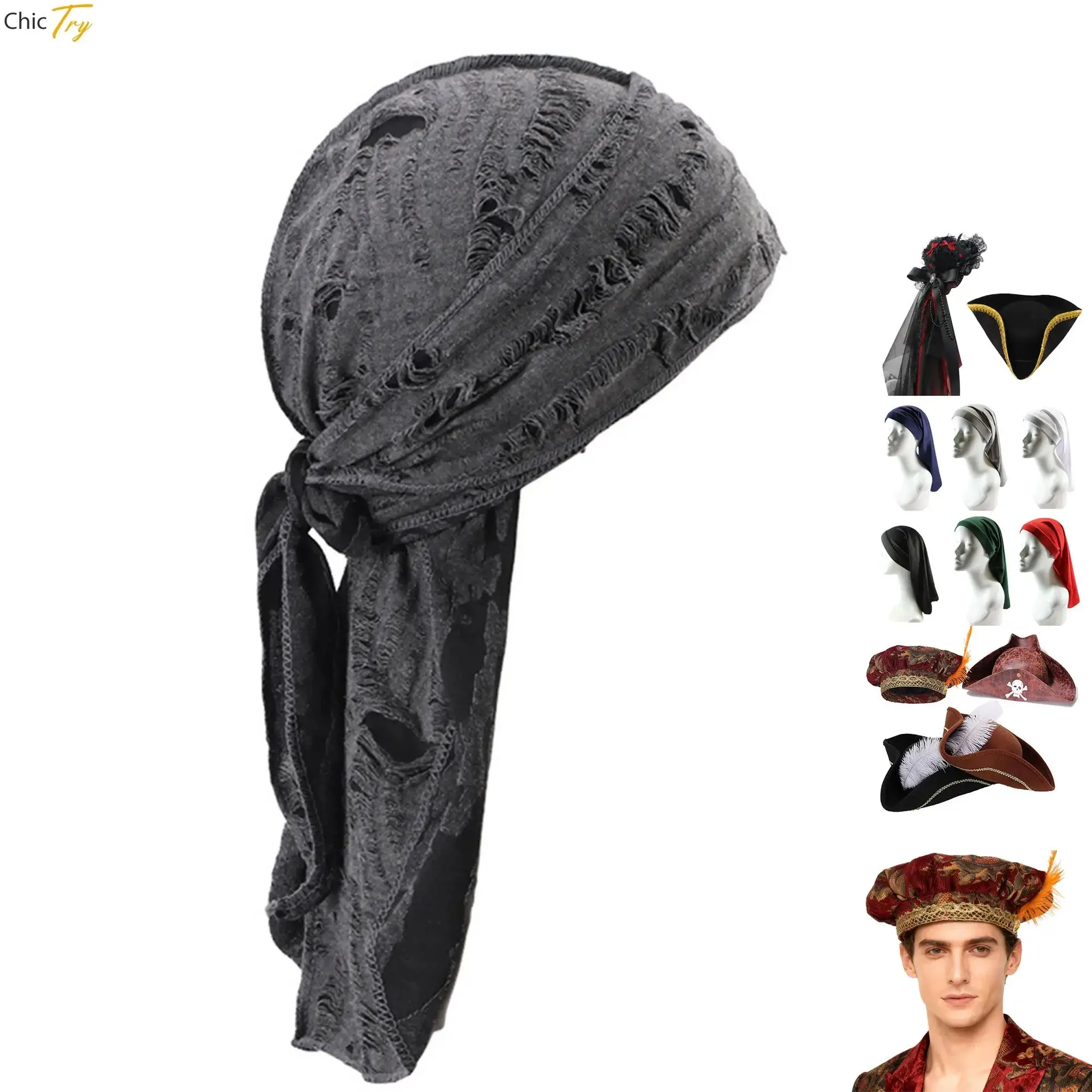 Jersey Doo Rag Durag Bandanas Cap Pirate Hat Headband Biker Headwrap Painter Cap Classic Women Men Renaissance Tudor Flat Beret