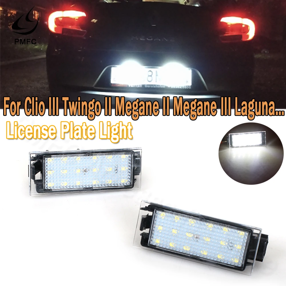 PMFC LED License Plate Light Car  For Renault Megane 2 Clio Laguna 2 Megane 3 Twingo Master Vel Satis Opel Movano Number Lamps