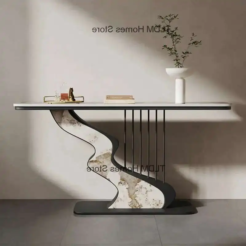 

Creative Hallway Slate Console Tables Light Luxury Living Room Furniture Simple Porch Console Semi-circular Decorative Cabinet